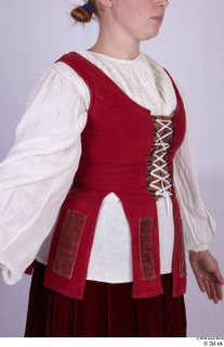  Photos Woman in Historical Dress 63 17th century Traditional dress historical clothing red white vest with shirt upper body 0008.jpg